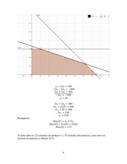 8 
 
 
 
 
𝑥1 + 3𝑥2 = 200 
−2𝑥1 −6𝑥2 = −400 
2𝑥1 + 2𝑥2 = 300
−4𝑥2 = −100
𝑥2 = 25
 
 
2𝑥1 + 2𝑥2 = 300 
2𝑥1 + 2(25) 