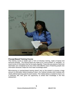 Chlorine & Disinfection©6/1/2018 TLC                                         (866) 557-1746 
6 
 
 
 
Precept-Based Train