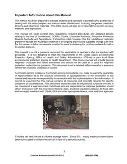Chlorine & Disinfection©6/1/2018 TLC                                         (866) 557-1746 
7 
Important Information abo