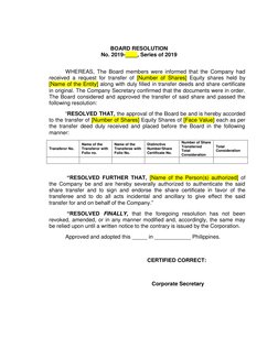 Board Resolution for Share Transfer | PDF