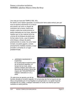 Zonas y circuitos turísticos  
NOMBRE: Jakeline Hilares Ortiz De Orue 
                              
UAP            MUSEO: T