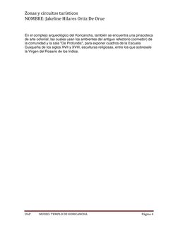 Zonas y circuitos turísticos  
NOMBRE: Jakeline Hilares Ortiz De Orue 
                              
UAP            MUSEO: T