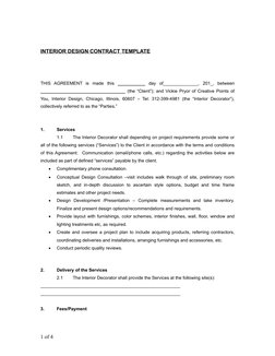 INTERIOR DESIGN CONTRACT TEMPLATE
THIS  AGREEMENT  is  made  this ___________  day  of______________,  201_,  between
_______