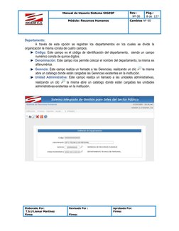 Manual de Usuario Sistema SIGESP 
Rev.: 
Nº 00 
Pág.:  
8 de  127 
Módulo: Recursos Humanos 
Cambios Nº 00 
 
Elaborado Por