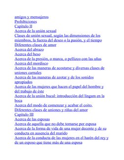 amigos y mensajeros
Prohibiciones
Capítulo II
Acerca de la unión sexual
Clases de unión sexual, según las dimensiones de los
