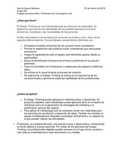García Guerra Mariana  
22 de marzo de 2018 
Grupo 651. 
Trabajo de lectura libre. Primavera con una esquina rota. 
 
¿Para q