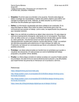 García Guerra Mariana  
22 de marzo de 2018 
Grupo 651. 
Trabajo de lectura libre. Primavera con una esquina rota. 
ETAPAS DE