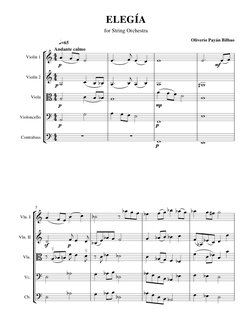 




Andante calmo
Oliverio Payán Bilbao
q=65
ELEGÍA
for String Orchestra
Violín 1
Violín 2
Viola
Violoncello
Contr