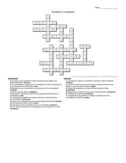 Complete el crucigrama
Name:                                          
1e
f
2t
é
c
n
i
c
a
c
3c 4p
u
5e
n
t
r
a
d
a
e
6j
c
g