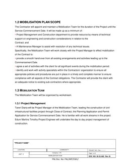 "PROJECT NAME" 
- 
LOCATION: 
I  
COMMUNITY 
PROJECT NO: Proj----------- 
 
UNIT: 0 
I 
Company  LTD 
Page 1 of 5 
I 
MOB