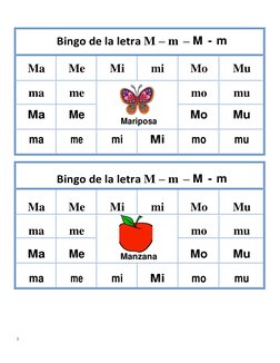 Bingo de sílabas con la letra M | PDF
