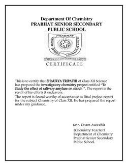 Department Of Chemistry 
PRABHAT SENIOR SECONDARY 
PUBLIC SCHOOL 

  
 
 
 
 
                           C E R T I F I C A