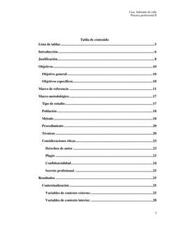 Casa  habitante de calle 
Práctica profesional II 
 
3 
 
 
Tabla de contenido 
Lista de tablas .............................