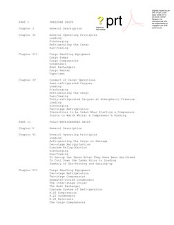PART I 
 
PRESSURE SHIPS 
 
Chapter I 
 
General Description 
 
Chapter II  
General Operating Principles 
Loading 
Dischargi