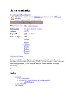 Salsa romántica 
Ir a la navegación  (https://es.wikipedia.org/wiki/Salsa_rom%C3%A1ntica#mw-head)Ir a la búsqueda  
 
Este ar