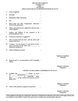 THE SECOND SCHEDULE 
[ See Rule 3 (h)] 
FORM  1 
[ See Rule 14] 
APPLICATION FOR LEAVE OR FOR EXTENSION OF LEAVE 
 
1. 
Name