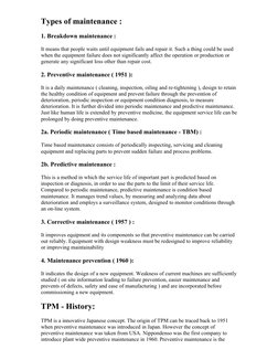 Types of maintenance :
1. Breakdown maintenance :
It means that people waits until equipment fails and repair it. Such a thin