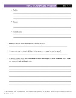 Unit 1 - Computer Basics Worksheet | PDF
