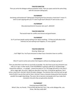 THEATER DIRECTOR  
Then you write the dialogue without quotation marks. Then you space and do the same thing 
with the ch