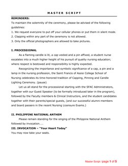Capping and Pinning Ceremony Script | PDF | Nursing