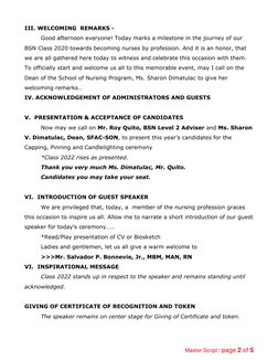 Capping and Pinning Ceremony Script | PDF | Nursing