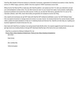 ClearTax offers taxation & financial solutions to individuals, businesses, organizations & chartered accountants in India. Cl