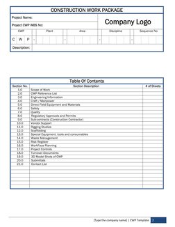 Construction Work Package Template | PDF | Specification (Technical ...