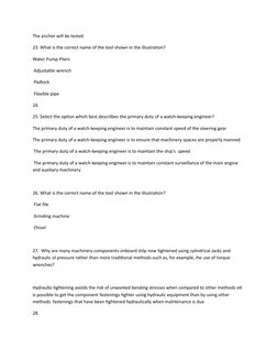 The anchor will be tested 
23. What is the correct name of the tool shown in the illustration?  
Water Pump Pliers
 Adjustabl