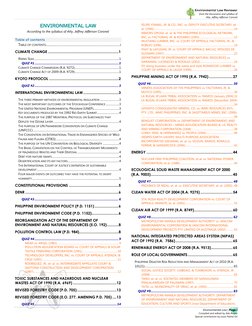 Environmental Law Reviewer
from the discussions and syllabus of
Atty. Jeffrey Jefferson Coronel
Environmental Law | Pag