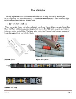 A.Purvee 
Page 1 
 
Core orientation 
 
 
   It is very important to know orientation of discontinuities (true dip and true d