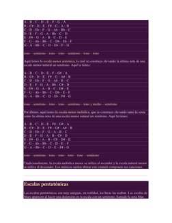 A – B – C – D – E – F – G – A 
B – C# – D – E – F# – G – A – B 
C – D – Eb – F – G – Ab – Bb – C 
D – E – F – G – A – Bb – C
