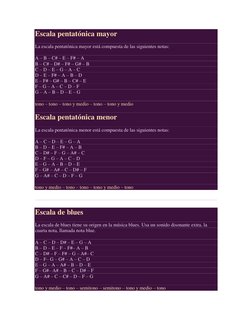 Escala pentatónica mayor 
La escala pentatónica mayor está compuesta de las siguientes notas: 
A – B – C# – E – F# – A 
B – C