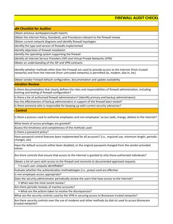 Firewall Audit Checklist Overview | PDF | Firewall (Computing ...