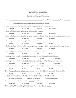 EIM 10 2nd Quarter Exam: Electrical Installation | PDF | Electrical ...