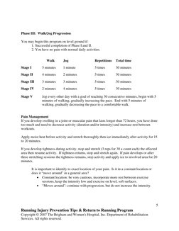 Return To Running Protocol.pdf Brigham & Women's Hospital - Return To Sports Guidelines | PDF ...