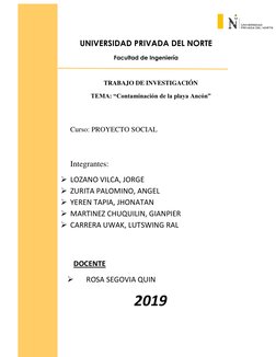 UNIVERSIDAD PRIVADA DEL NORTE  
Facultad de Ingeniería  
 
TRABAJO DE INVESTIGACIÓN 
TEMA: “Contaminación de la playa Ancón