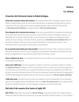 Autora: 
S.J. Grieco 
Creación del Universo hasta la Edad Antigua 
Antes de la creación misma del universo: seis singularidad