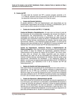 Estudio de Pre inversión a nivel de Perfil “Sensibilización, Difusión y Asistencia Técnica en Agricultura de Riego a 
Agricul