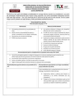 DIRECCIÓN GENERAL DE EDUCACIÓN BÁSICA 
DIRECCIÓN DE EDUCACIÓN PRIMARIA 
ESCUELA PRIMARIA MUNICIPIO LIBRE 
CLAVE 29DPR0373R