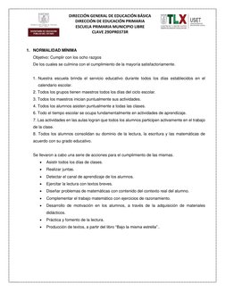 DIRECCIÓN GENERAL DE EDUCACIÓN BÁSICA 
DIRECCIÓN DE EDUCACIÓN PRIMARIA 
ESCUELA PRIMARIA MUNICIPIO LIBRE 
CLAVE 29DPR0373R