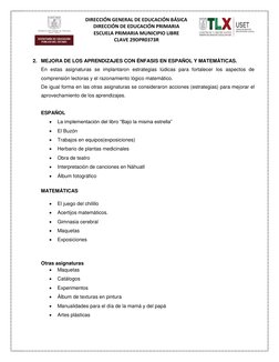 DIRECCIÓN GENERAL DE EDUCACIÓN BÁSICA 
DIRECCIÓN DE EDUCACIÓN PRIMARIA 
ESCUELA PRIMARIA MUNICIPIO LIBRE 
CLAVE 29DPR0373R