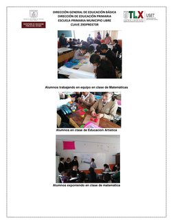 DIRECCIÓN GENERAL DE EDUCACIÓN BÁSICA 
DIRECCIÓN DE EDUCACIÓN PRIMARIA 
ESCUELA PRIMARIA MUNICIPIO LIBRE 
CLAVE 29DPR0373R