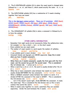 4.  The R CONTROLLED syllable (Vr) is when the vowel sound is changed when 
followed by r ~ ar, or, and these 3, which sound