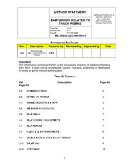 Earthwork Method Statement for Track Works | PDF | Excavation ...