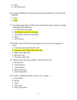 Web Development Exam Questions | PDF | Html Element | Html