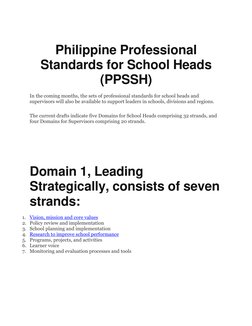 Philippine Standards for School Heads | PDF | Business | Self-Improvement