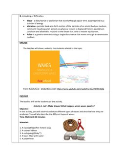 B. Unlocking of Difficulties 
 
Wave-  a disturbance or oscillation that travels through space-time, accompanied by a 
trans