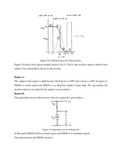 Figure 23d: CMOS Inverter Dc Characteristics. 
Figure 23d shows five regions namely region A, B, C, D & E. also we have sho