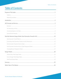 Palo Alto Networks Reference Architecture
Table of Contents
Palo Alto Networks Reference Architecture
Table of Contents
Purpo
