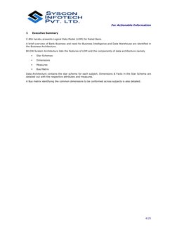 For Actionable Information 
 
 
4/25 
 
1 
Executive Summary 
C-BIA hereby presents Logical Data Model (LDM) for Retail Ban